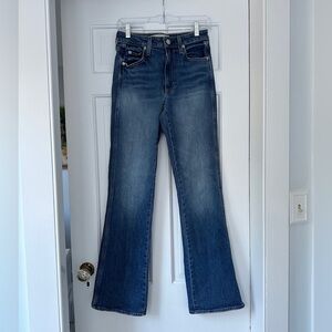 AMO High Rise Kick Crop Dark Wash Blue Denim Jeans in Patience Size 26